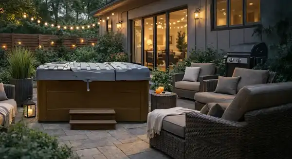 Hot tub with a TuffTop cover
